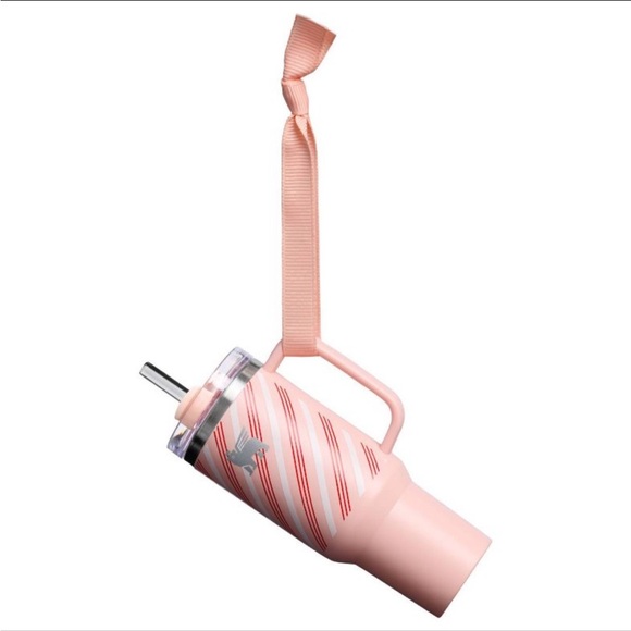 Stanley Pink and White Striped Tumbler Keychain - Picture 4 of 4
